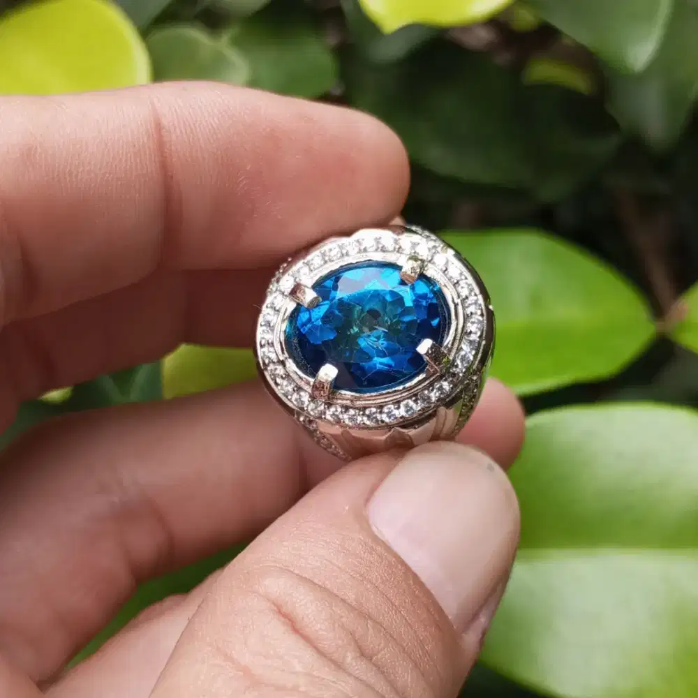 Cincin Batu Permata Natural BLUE TOPAZ LONDON (6,11ct)
