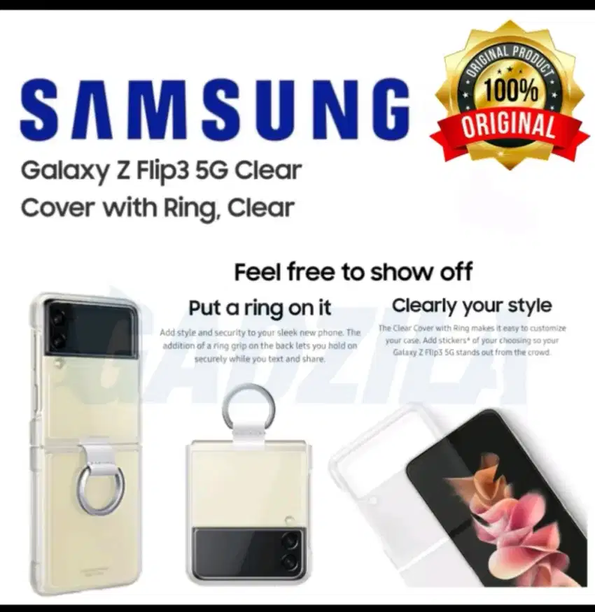 Casing samsung z flip 3 clear with ring original