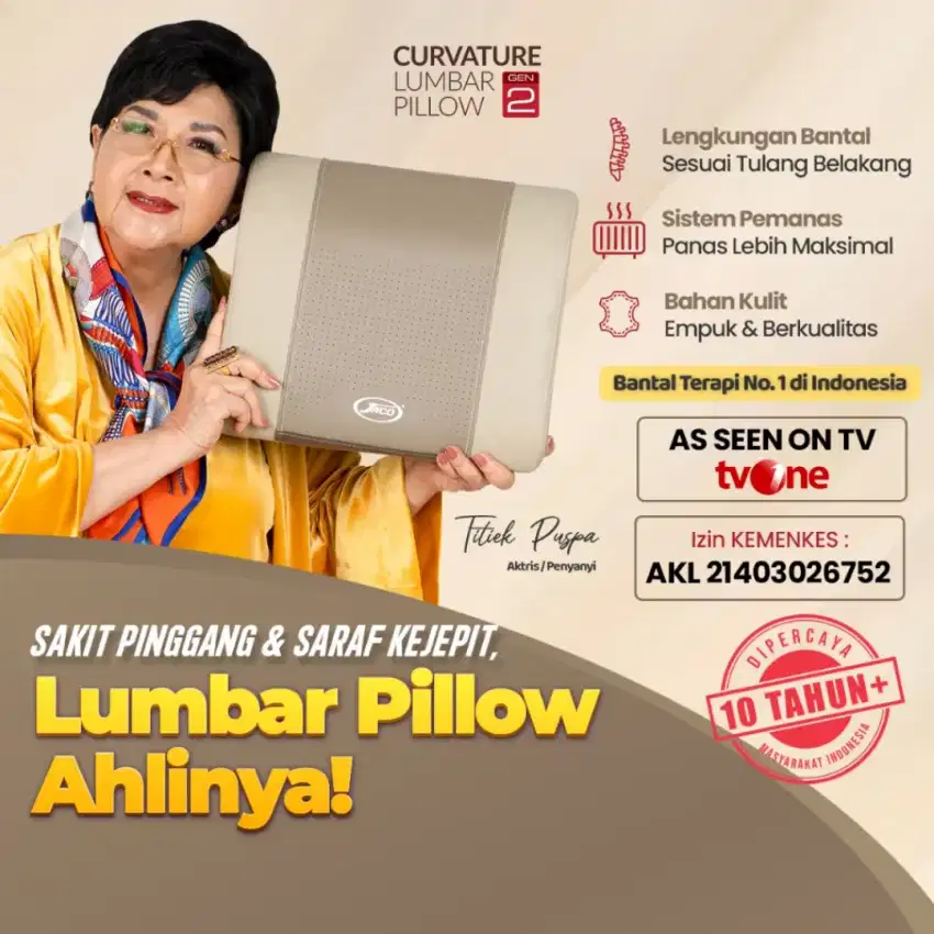 Lumbar Pillow G2 Terapi Saraf Terjepit By JACO