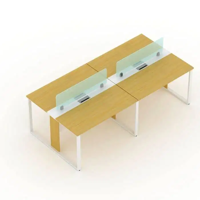 Meja 4 Staff Meja Sekat Kaca Kaki Besi Meja Kantor Murah Meja Kerja