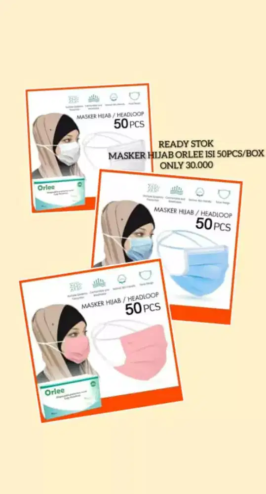 MASKER HIJAB ISI 50PCS MERK ORLEE