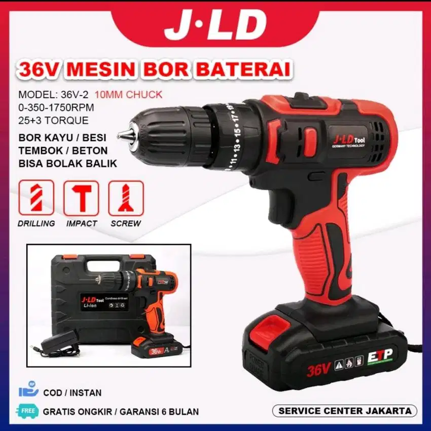 mesin bor baterai JLD 36v 13mm 1 baterai