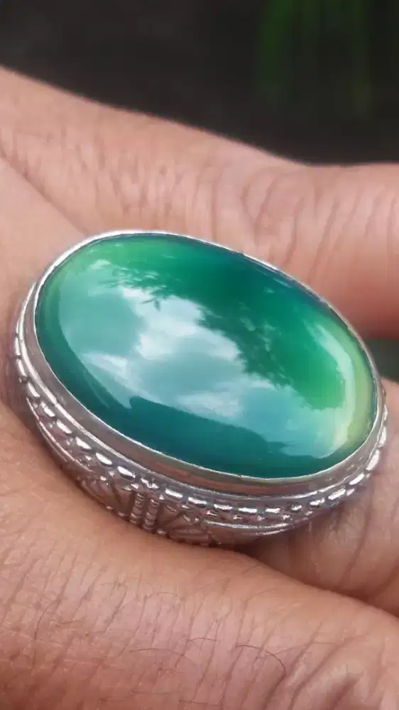 Jual Batu Cincin Natural Green Chalcedony Garut Big HQ Crystal Top