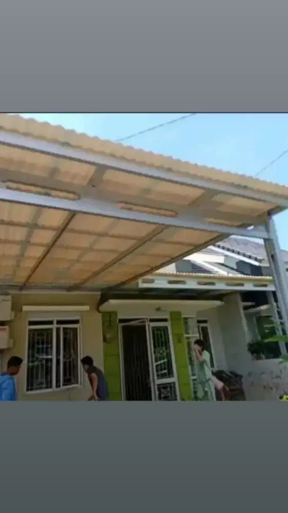 Kanopi rangka bajaringan atap alderon terpasang