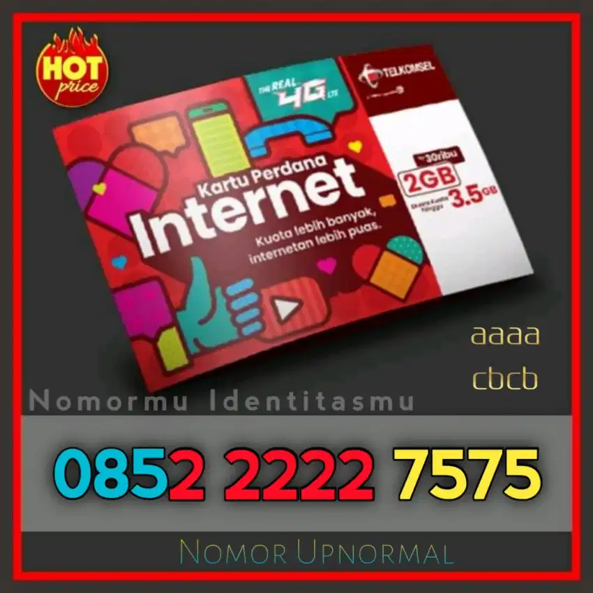 Nomor cantik as Telkomsel seri panca 22222 abab 7575 super