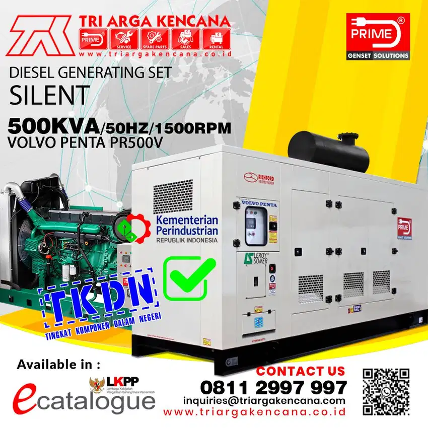 Ready Stock Genset PRIME Volvo Penta 500 KVA