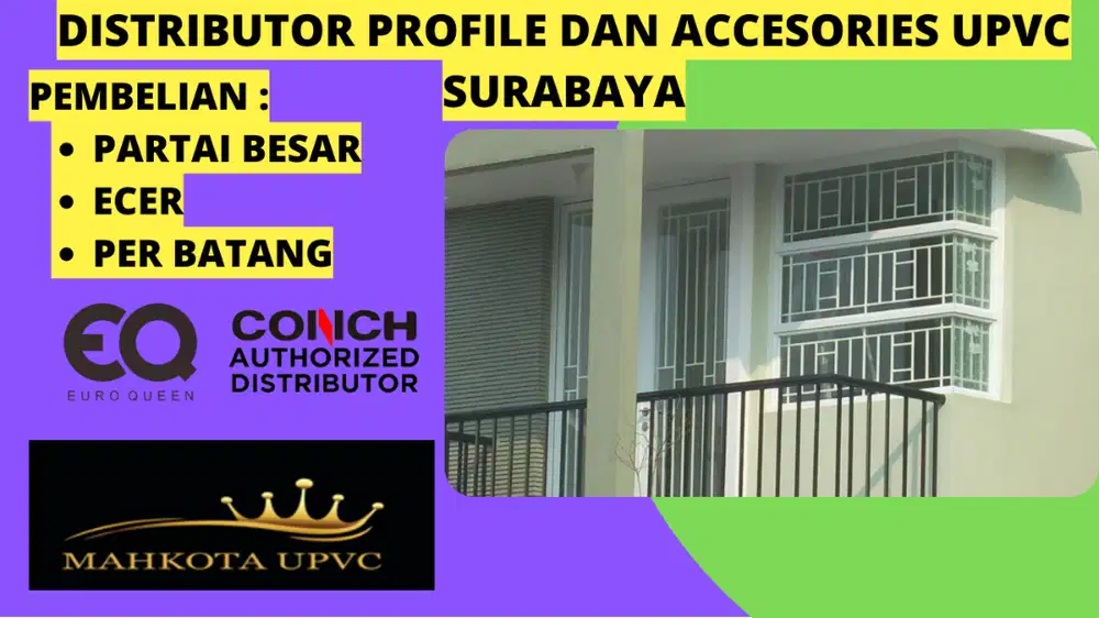 harga per pcs Profile dan accessories upvc surabaya