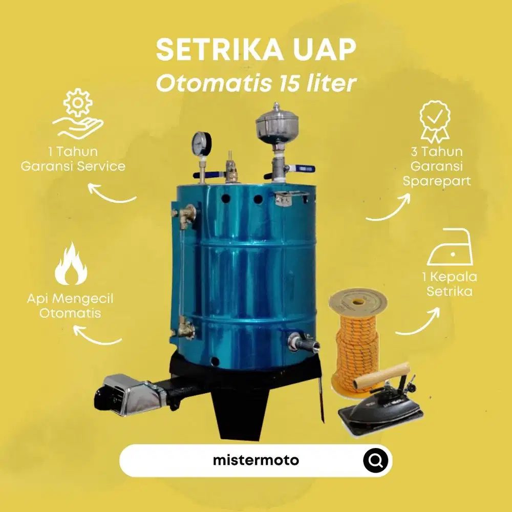 Setrika Uap Laundry Konveksi OTOMATIS MISTERMOTO 15ltr 1 Setrika