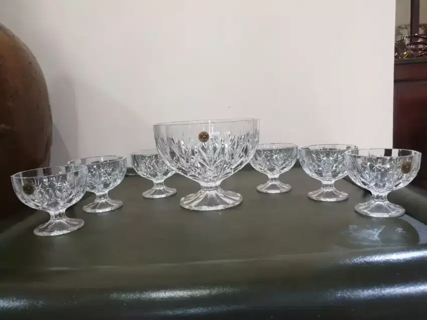 Satu set tempat eskrim kristal royal crystal rock made in Italy
