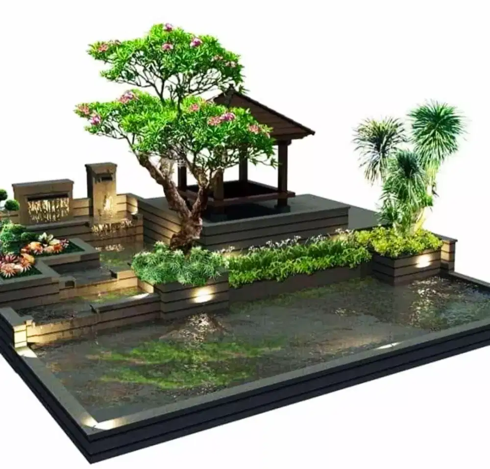 Ampyangan batu sikat taman kolam Surabaya