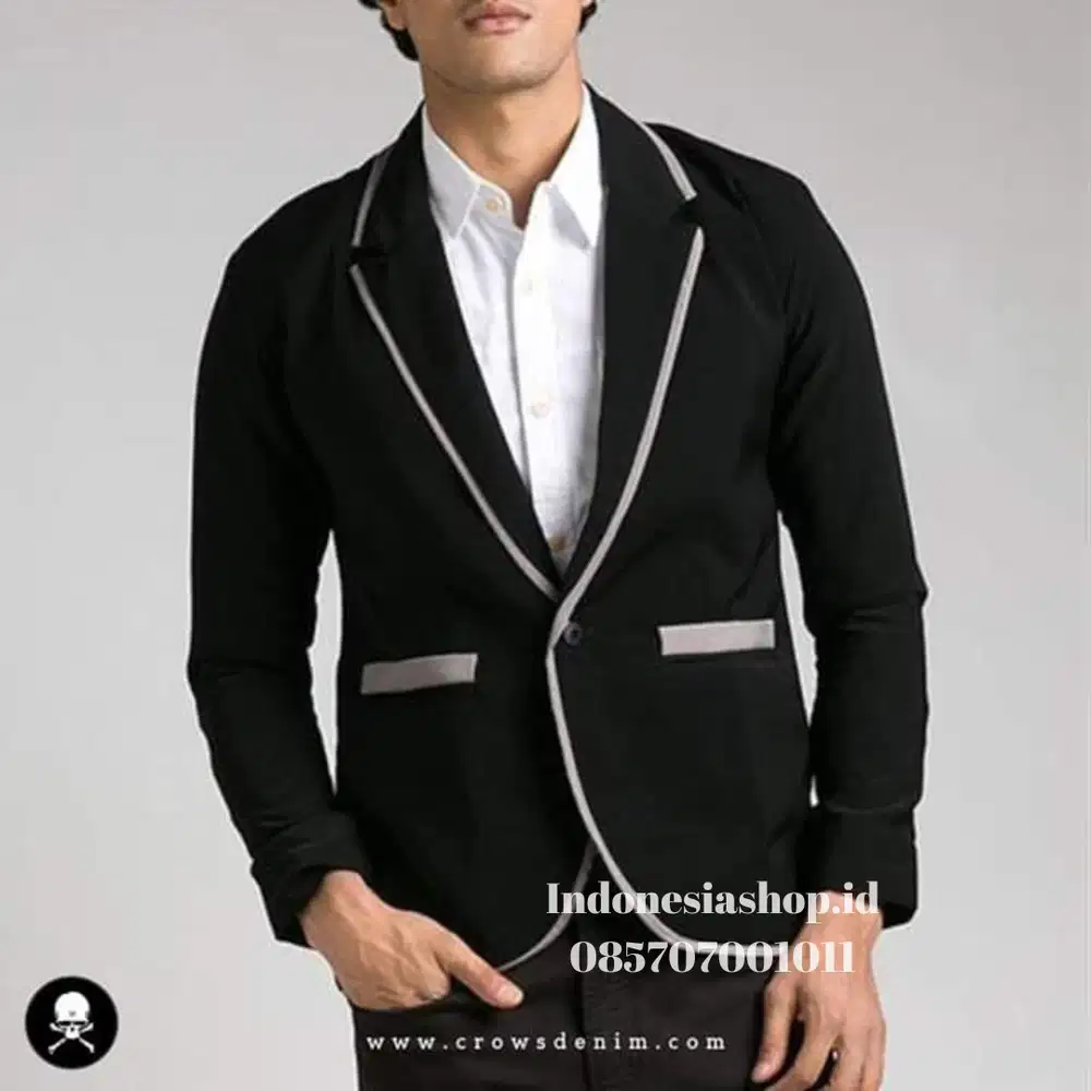 Blazer Black Casual Greylist Aliando Style - SK46