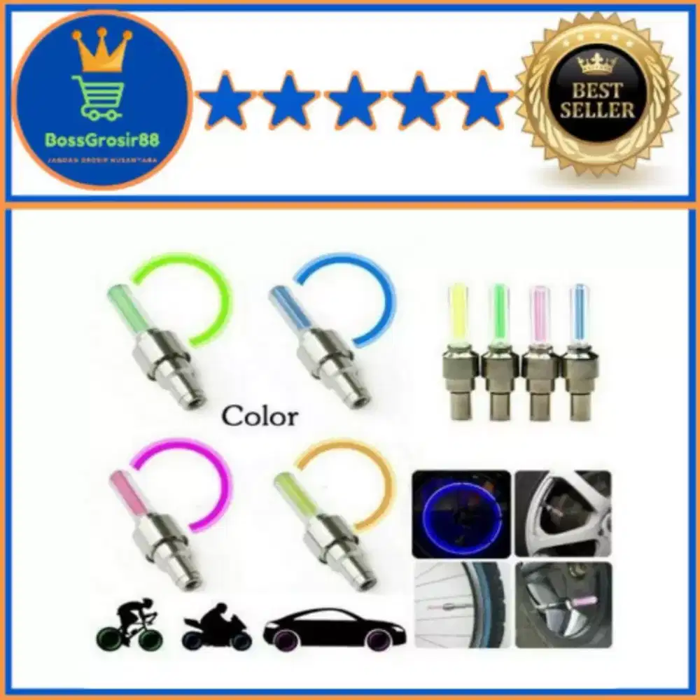 Lampu LED light 1 pcs 1 pasang pentil ban satu warna merah mobil motor