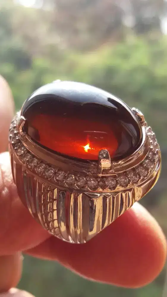 Jual Batu Cincin Natural Red Fire Oval Crystal Good