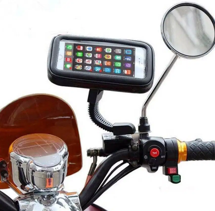 Holder/ Penyangga HP di sepeda motor - Waterproof Transparan