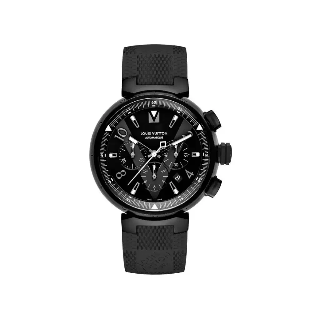 Louis Vuitton Tambour All Black with Rubber Automatic 46