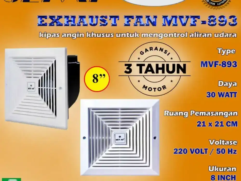 Kipas Angin Exhaust Fan Sekai 8 inc Plafon MVF-893