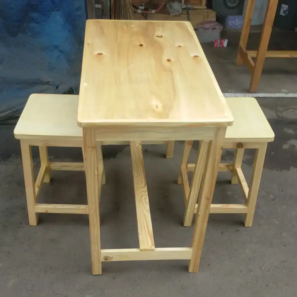 Meja makan set bahan triplek jati Belanda