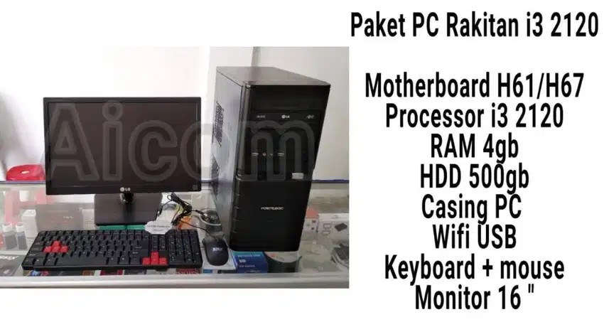 Komputer PC Rakitan i3 2010 ram 4Gb hdd 500gb monitor 16