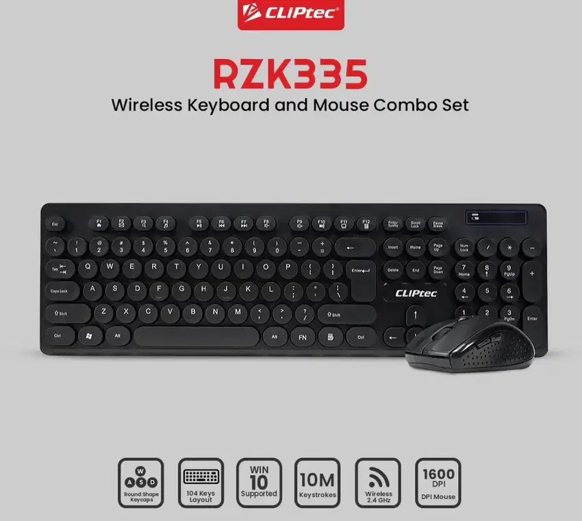 Keyboard Mouse Wireless Multimedia Combo Cliptec RZK335 Rzk-335