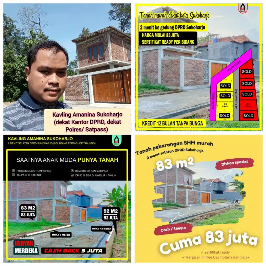 AMANINA Kavling dan rumah siap bangun. Murah lur.. Dkt kantor DPRD Skh