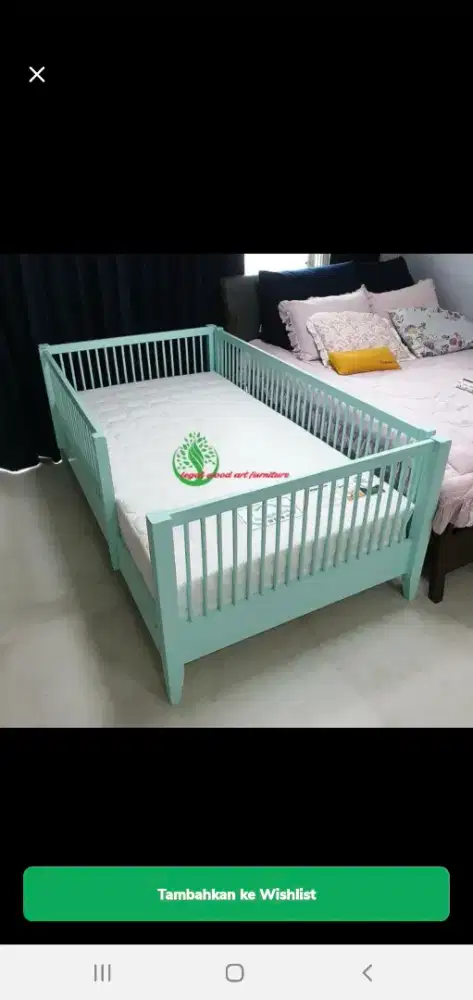 Ranjang kayu jati uk. 100 x 200 cm warna coklat