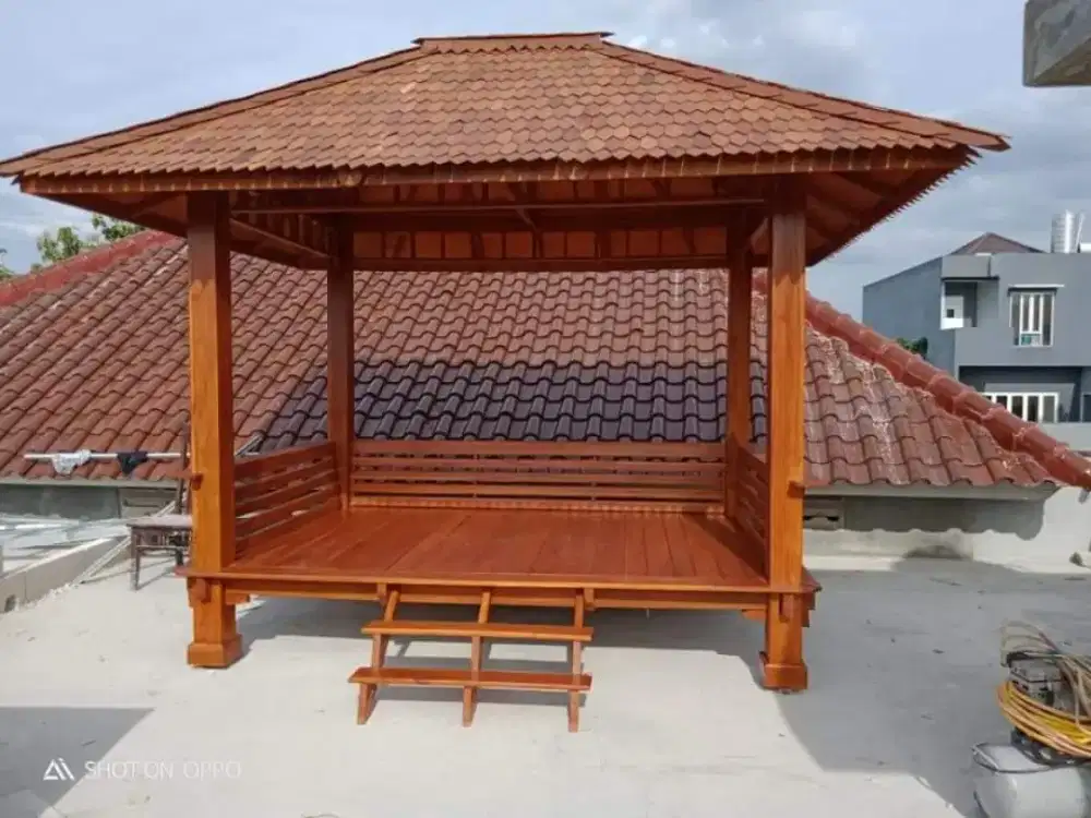 Gasebo jati minimalis Ukuran 2x3m gratis pemasangan di lokasi