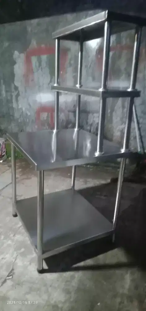 Meja Stainless Steel 2 rak atas