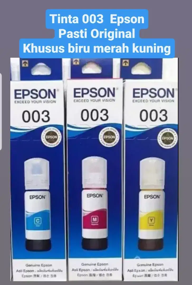 Tinta Epson 003 Original khusus Biru Merah Kuning Harga per botol