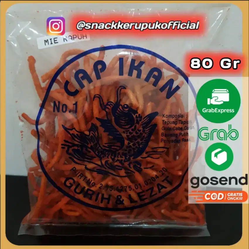 Snack Kerupuk Mie Rapuh Cap Ikan Keripik Pedas Balado