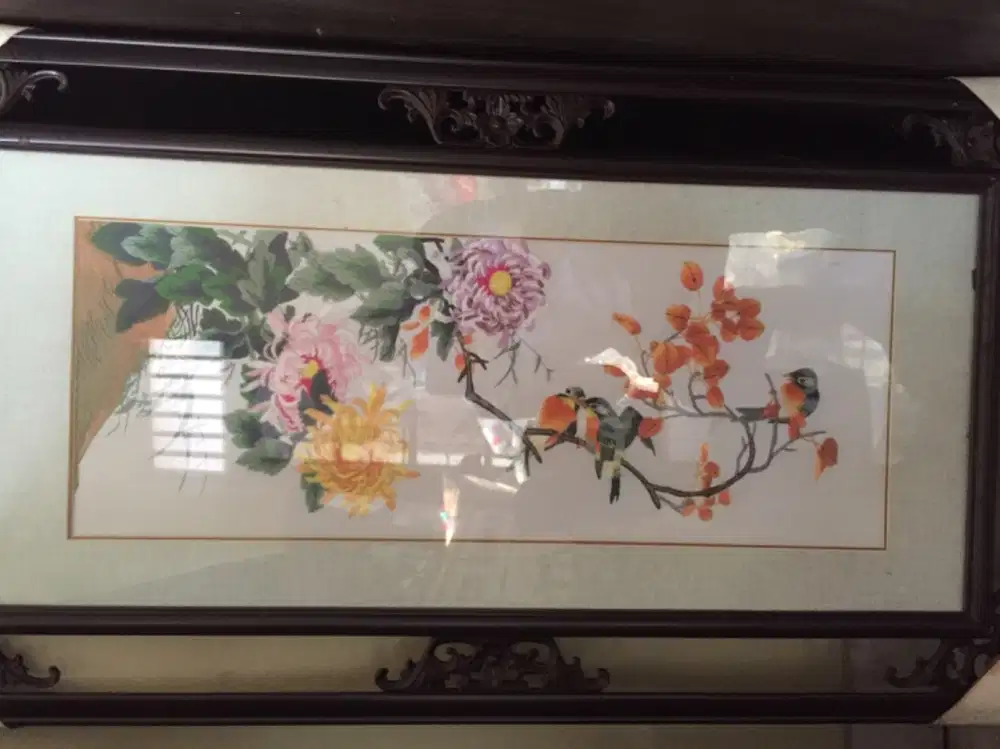 LUKISAN SULAM BURUNG  dan BUNGA