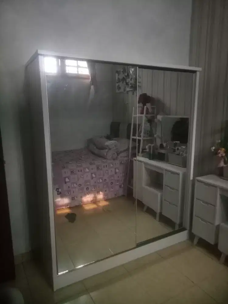 Custom lemari sled full cermin 2 pintu