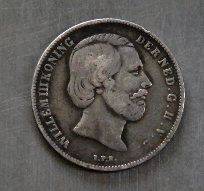 Koin 1/2 Gulden 1863 King Willem 3 Dari Belandaa. koin perak BL169