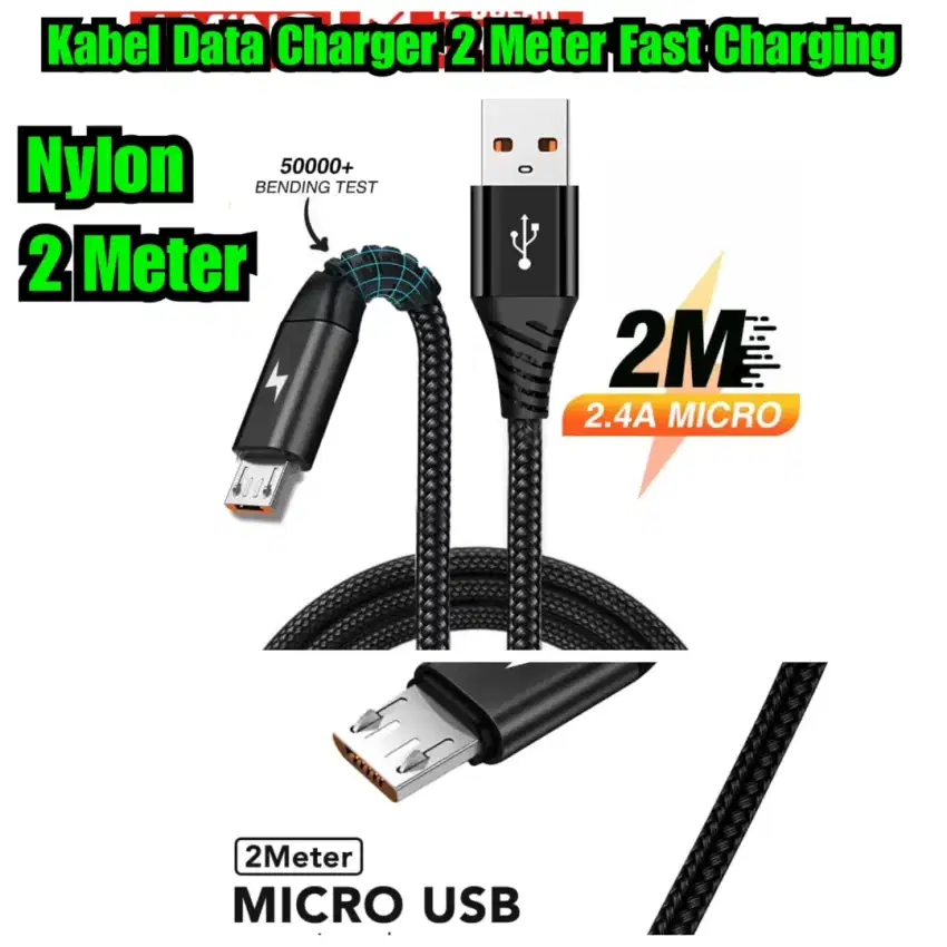 kabel charger micro usb 2 meter fast Kabel data 2 meter fast charging