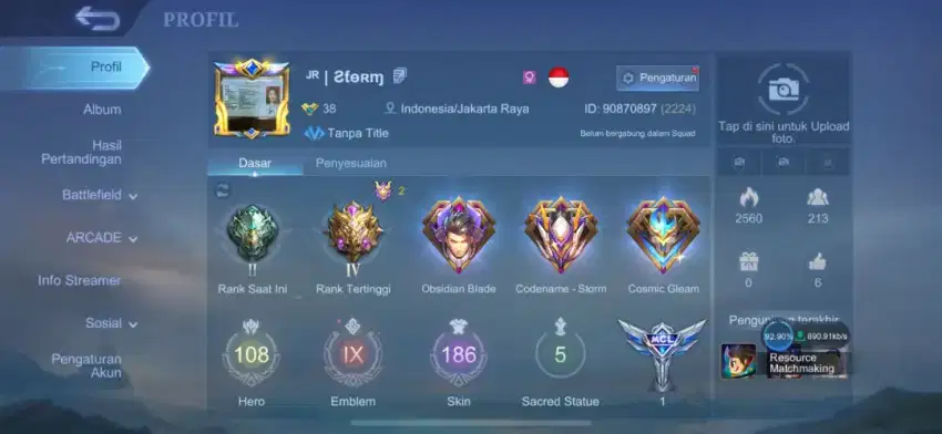 Account Mobile Legend Sultan