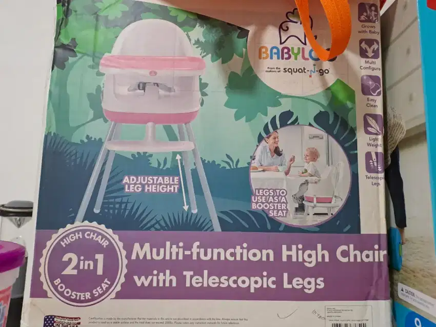 kursi makan bayi-baby loo telescopic legs-high chair