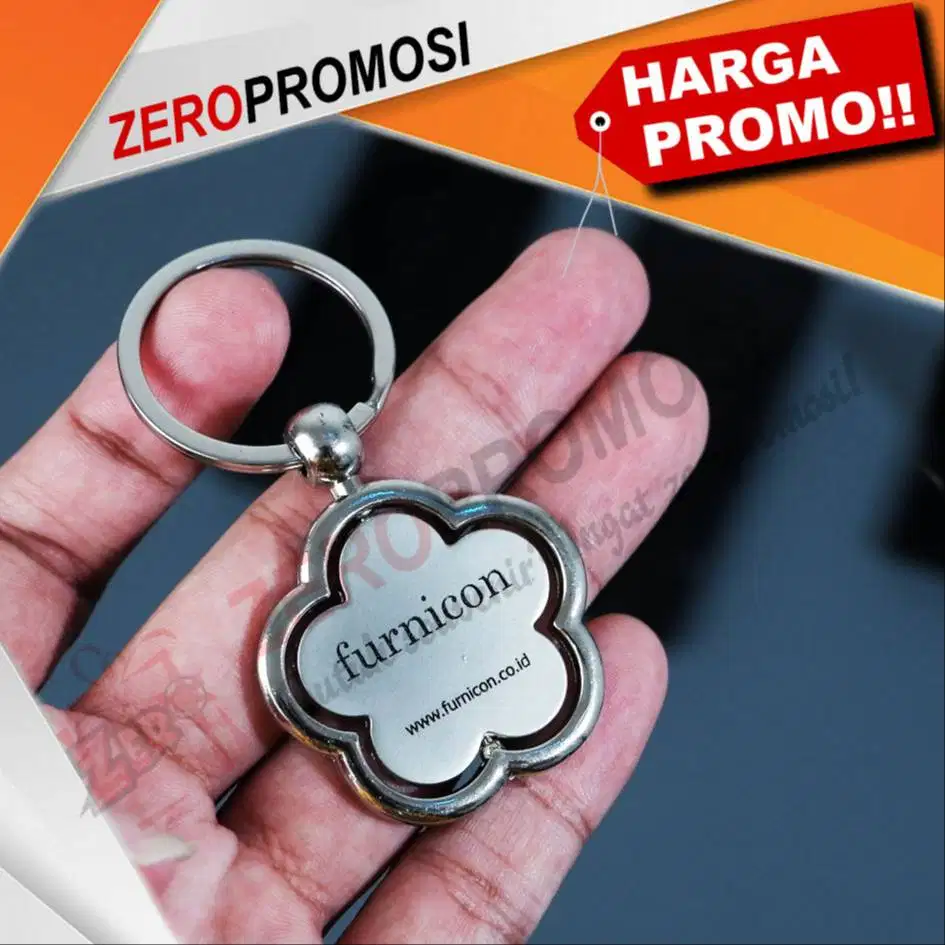 Souvenir Gantungan Kunci Putar Bunga Custom Logo