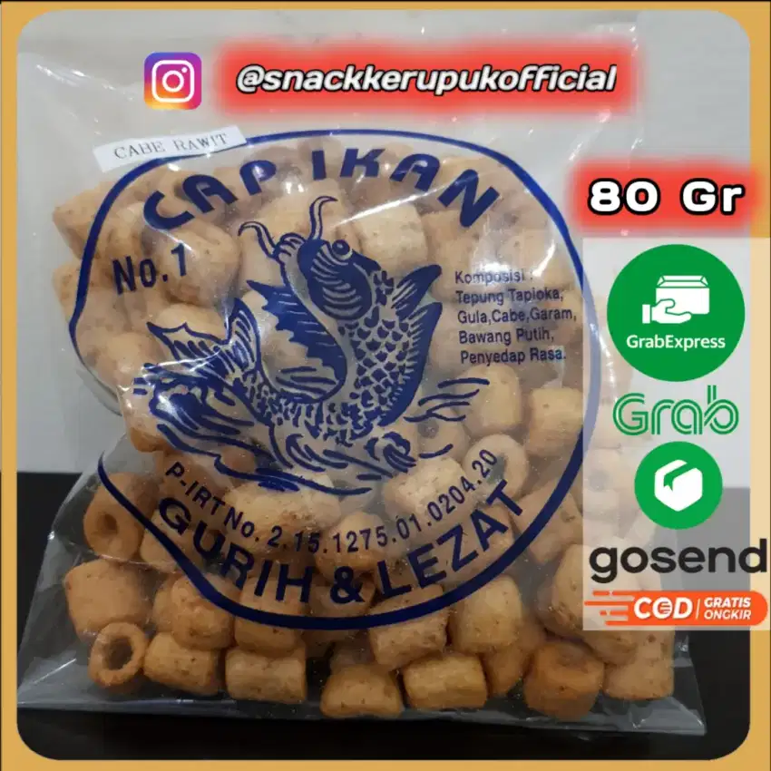 Snack Kerupuk Orong Cabe Rawit Cap Ikan Keripik Pedas Pedas Balado