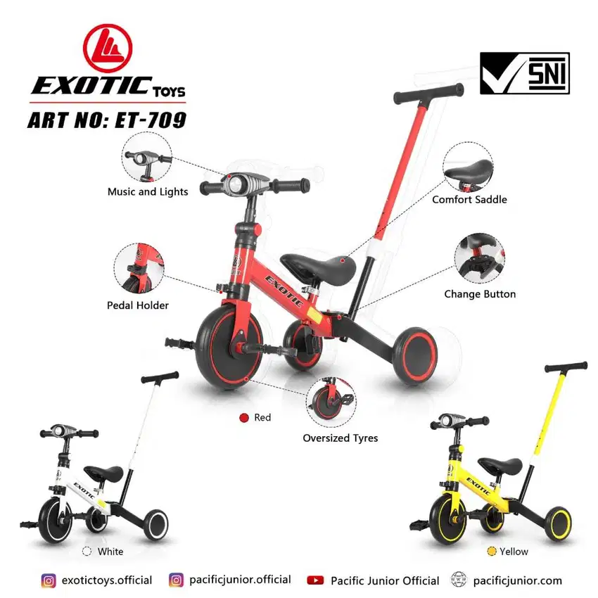 BALANCE BIKE PUSH BIKE 4 IN 1 EXOTIC ET709 4 IN 1 TRICYCLE SEPEDA ANAK