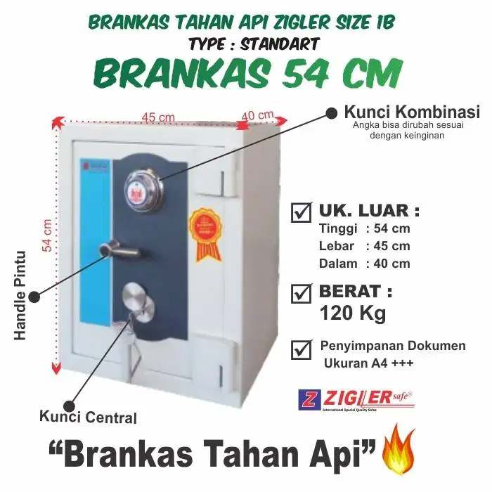 Lemari besi Tahan Api Zigler Safe size IB brankas Tinggi 54 cm