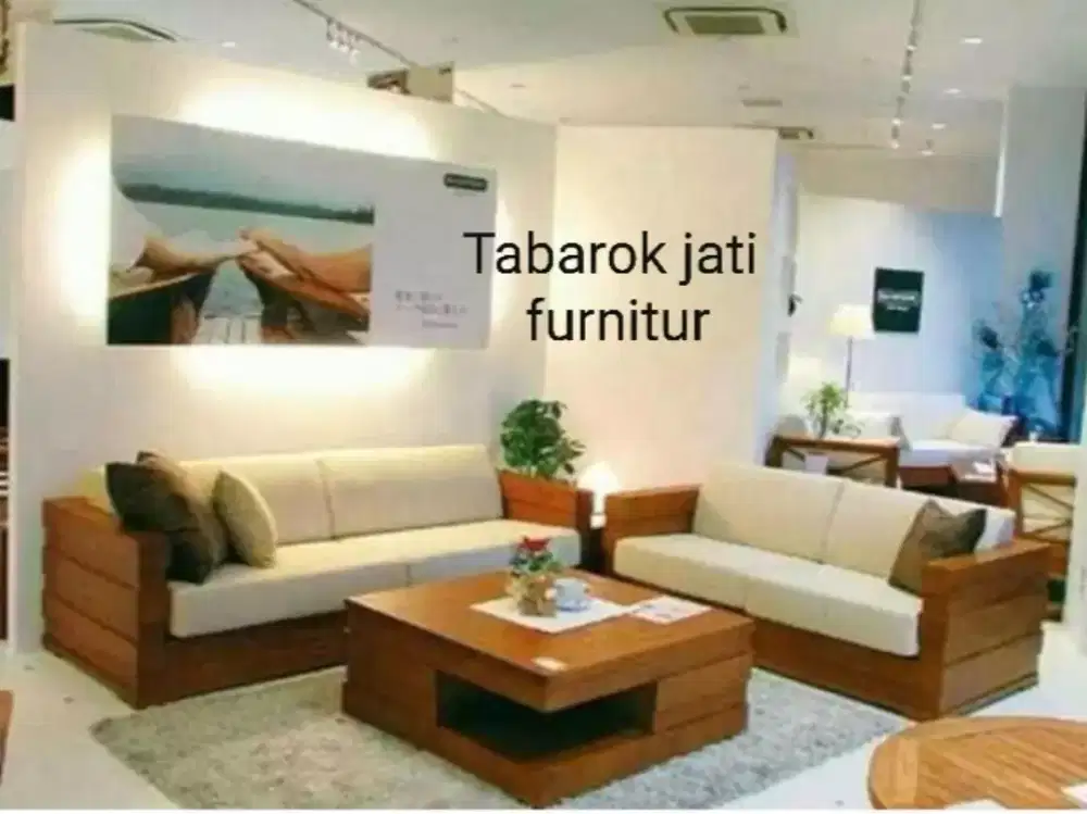 Sofa minimalis modern model korea,3,2; bahan kayu jati tua