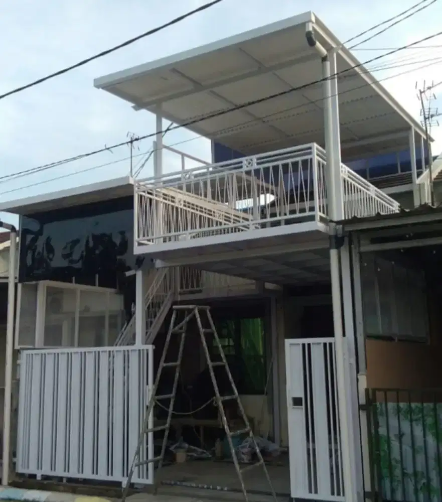 Kontruksi kanopi lantai plat balkon minimalis modern