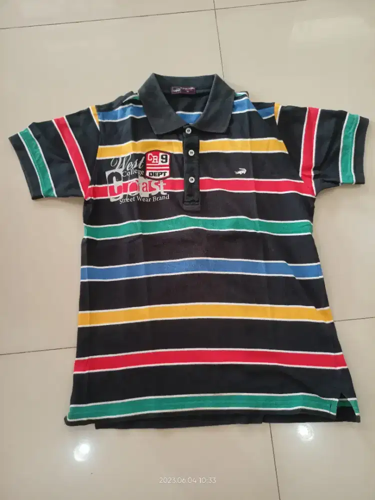 baju polo shirt anak laki laki usia 12 tahun crocodile hitam garis