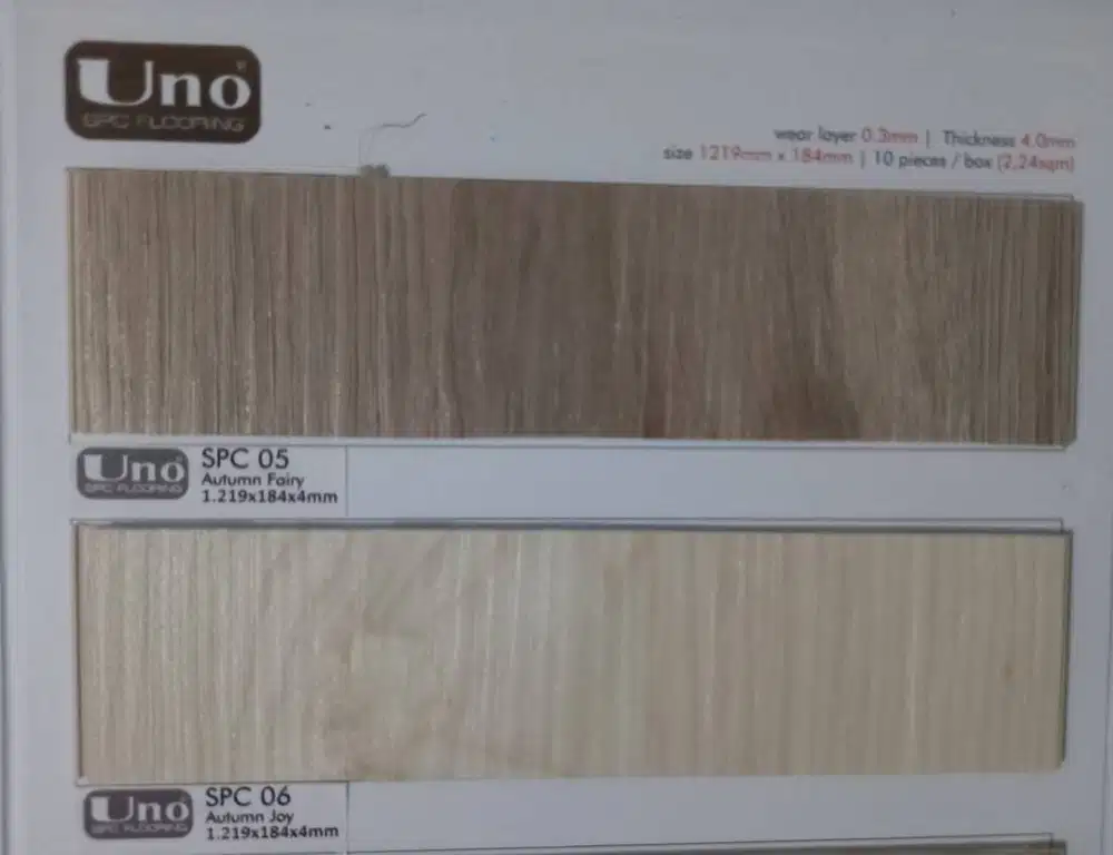 Autumn Series seri SPC Flooring UNO + jasa pasang harga beda