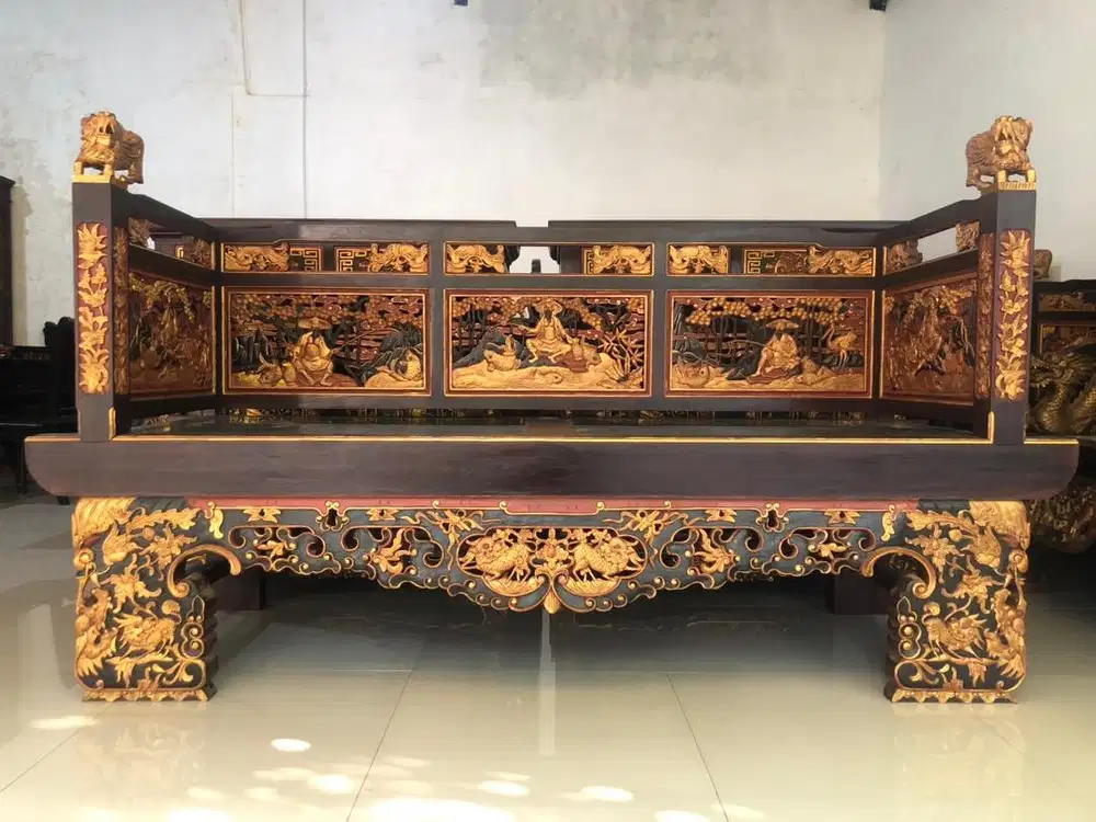 Dijual Bangku Killin Marmer Putih motif Dewa Memancing Jiang TaiKong