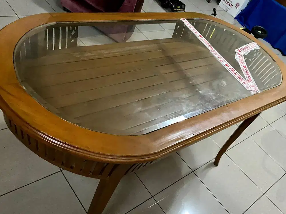 Meja oval jati lawas