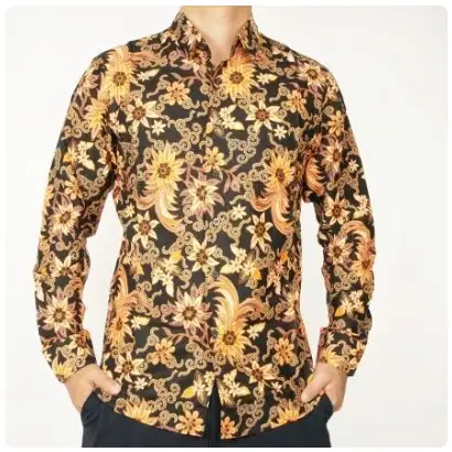 Odza Classic Kemeja Batik Slimfit Modern Pria Lengan Panjang Bakuni