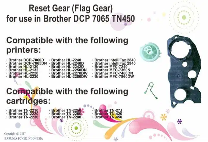 Reset Gear (Flag Gear) for use in Brother Toner Cartridge DCP-7065DN