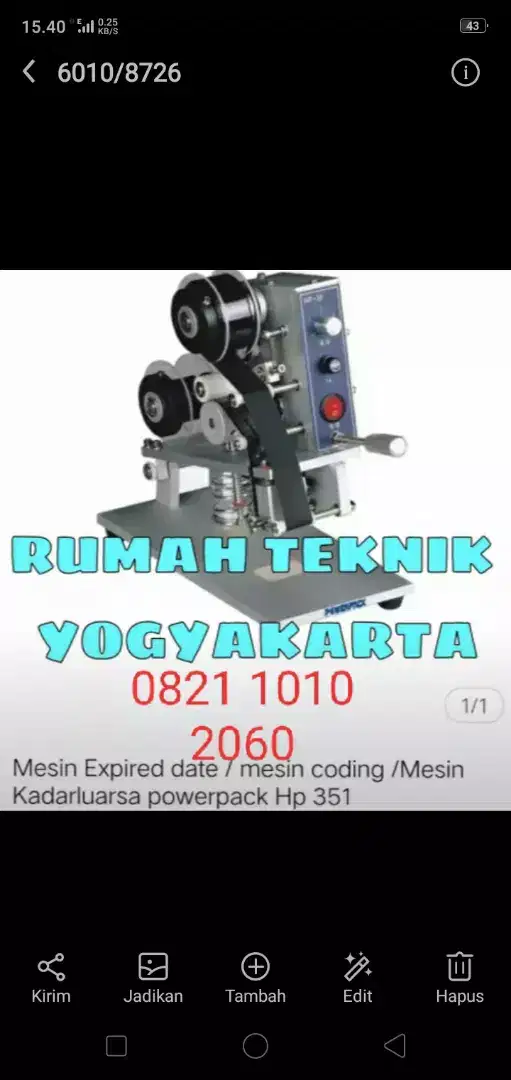 (rumah teknik jogja) mesin coding/expired date