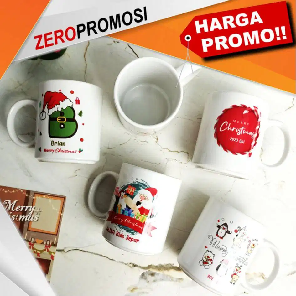 Mug Custom Natal Santa Kado Souvenir Gelas Merry Christmas