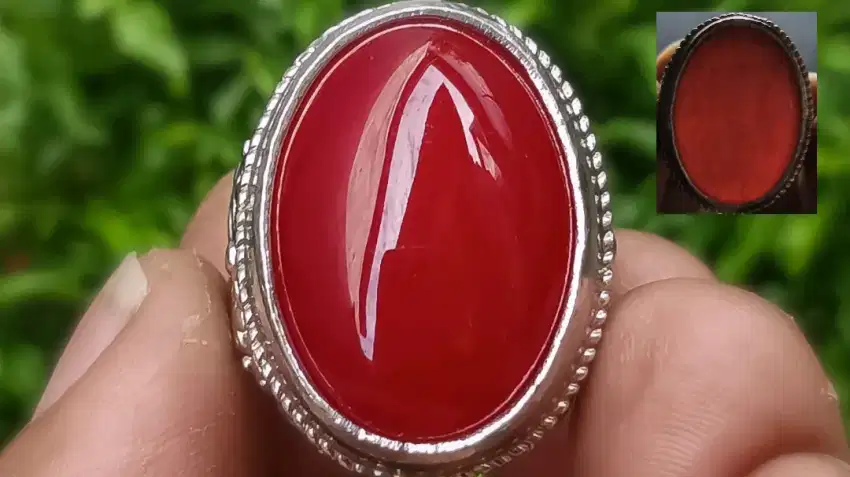 ASLI BATU GIOK MERAH MULUS SERAT KAPAS